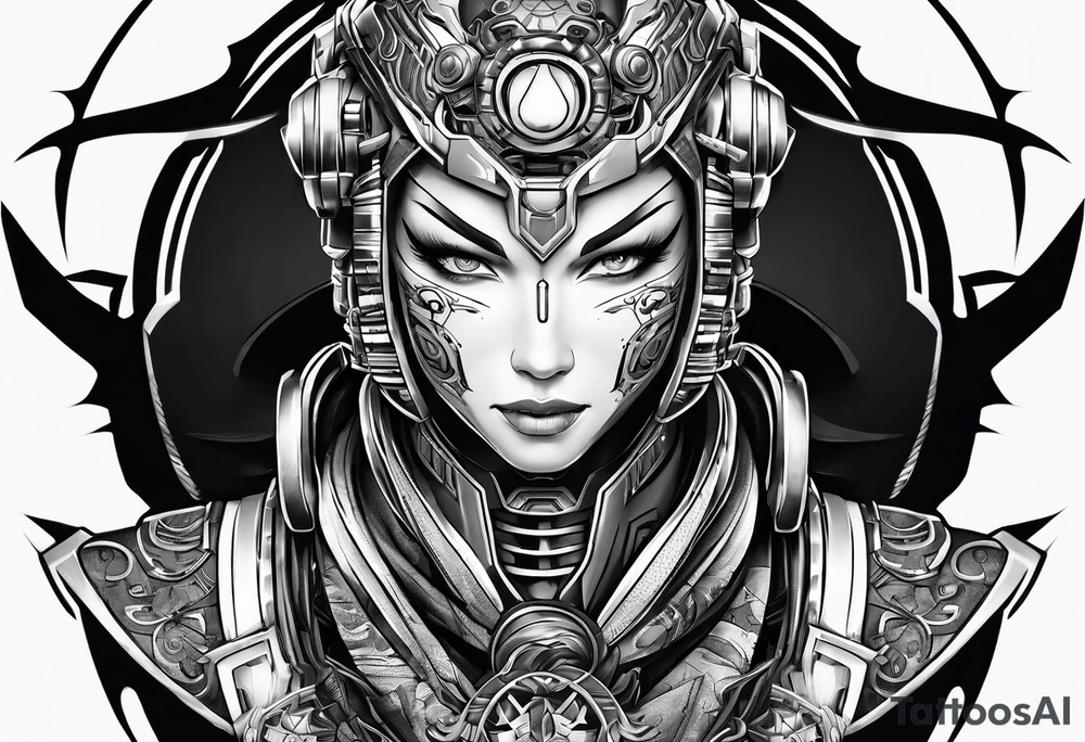 Modern robot ninja tattoo idea