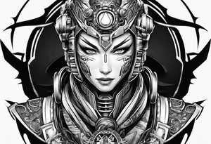Modern robot ninja tattoo idea