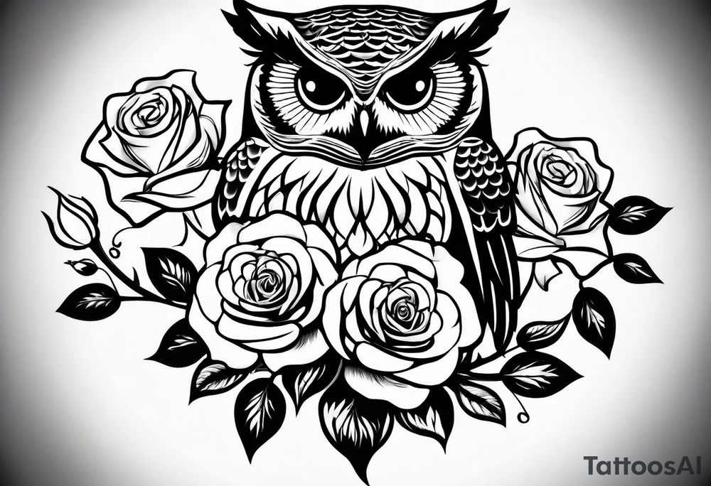 Barred owl and a rose with writing “but the greatest of these is love” tattoo idea