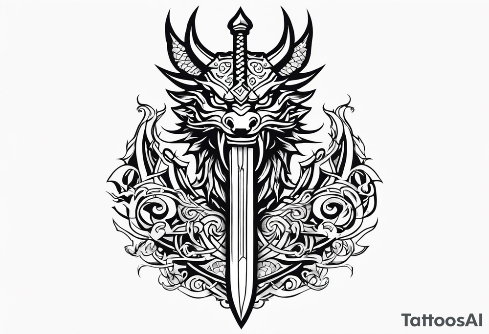 Viking sword Valhalla dragon tattoo idea