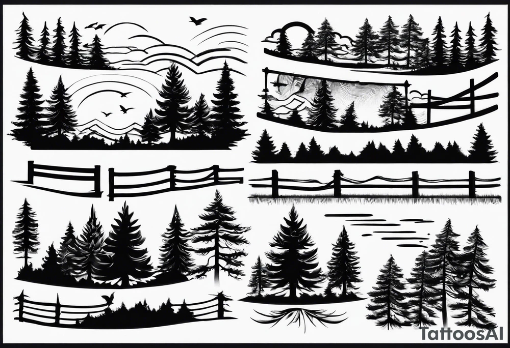 pine tree arm band tattoo idea