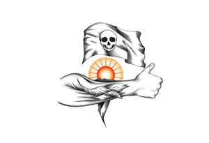 pirate flag, sun rise, tattoo idea