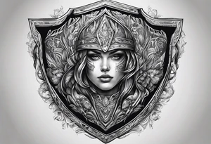 people in the dark inside a shield shape tattoo idea