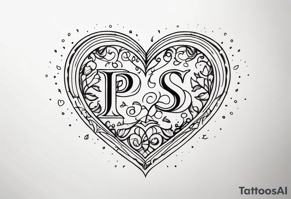 Heart made with letters p, s, and o tattoo idea