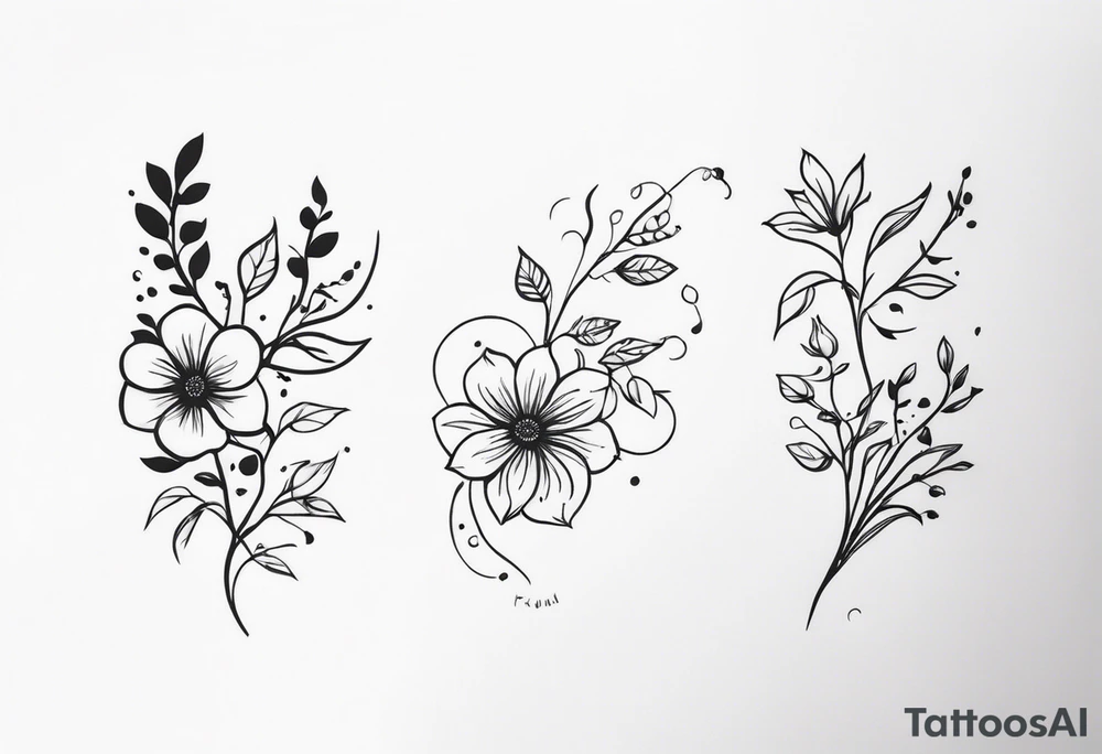 Matching friend tattoos, floral, vines, tiny and minimal, for side of rib tattoo idea