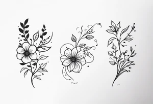 Matching friend tattoos, floral, vines, tiny and minimal, for side of rib tattoo idea