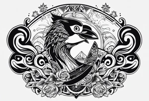 snowboarding in traditional american tattoo style tattoo idea