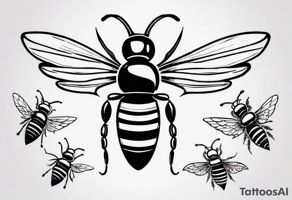 comic biene im flug mit freundlichem gesicht tattoo idea