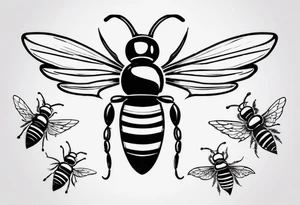 comic biene im flug mit freundlichem gesicht tattoo idea