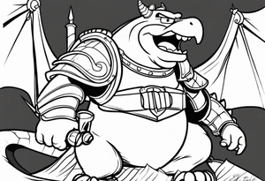 peter griffin wearing iron armor and riding a dragon tattoo idea