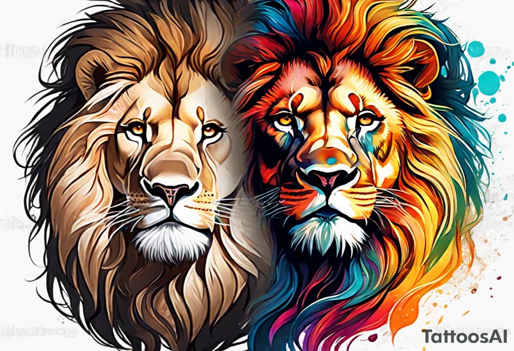lion and lioness tattoo idea