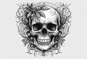 skull with vines and roots running thru tattoo idea