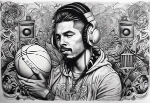 Music, god, art, family, American football tattoo idea