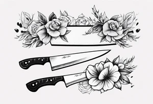 chef knife with flowers on the blade tattoo idea
