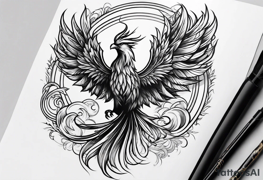phoenix coming from flames tattoo idea