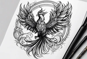 phoenix coming from flames tattoo idea