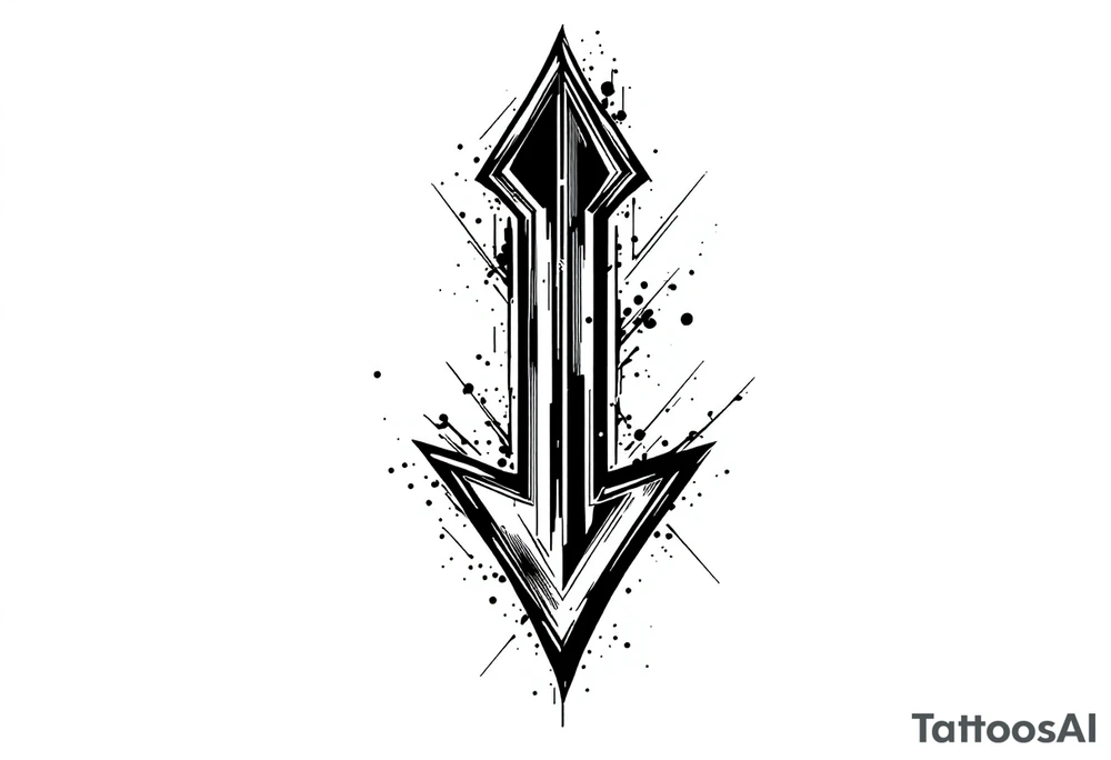 thick  arrow that show down tattoo idea