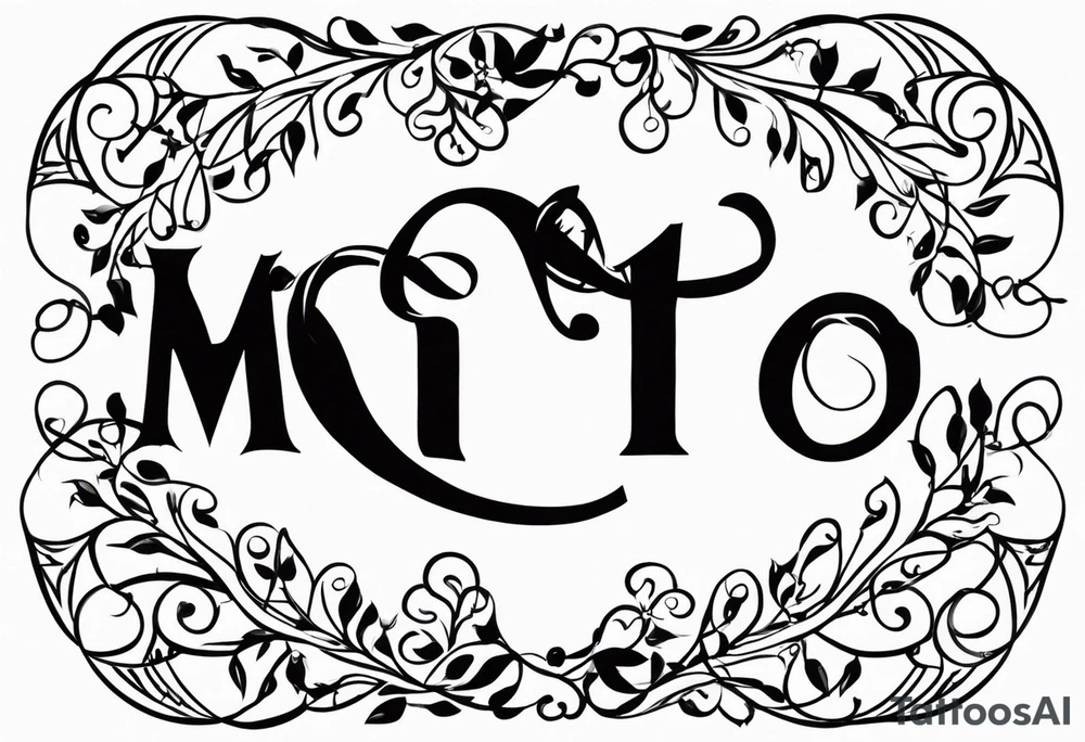 The name “Mito”, small, with vines in english tattoo idea