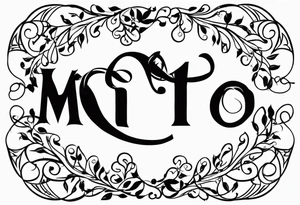 The name “Mito”, small, with vines in english tattoo idea