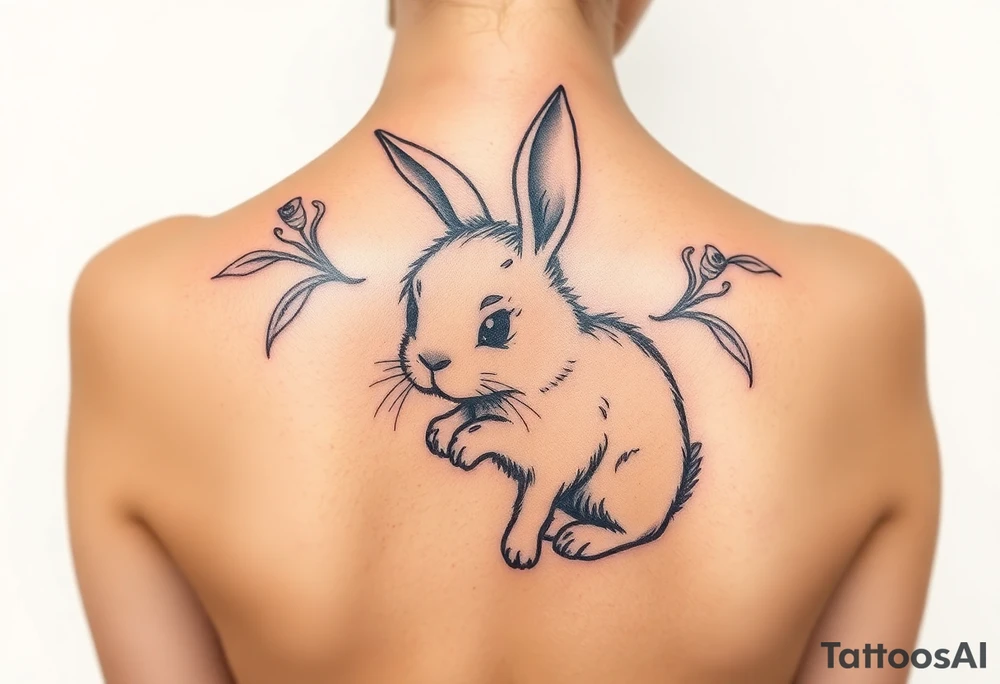a cute little long haired bunny rabbit tattoo idea