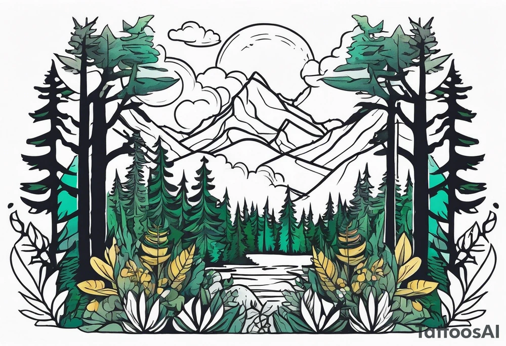 Wild forest for a chest tattoo tattoo idea