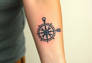 rustic compass/clock with a native american arrow going thru it and say "True North" tattoo idea