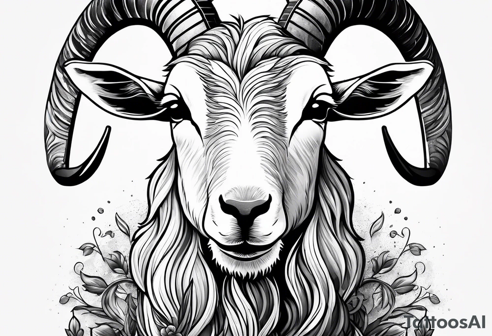 Image of goat combined with commandment. tattoo idea
