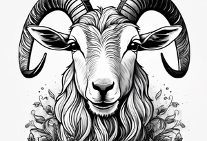 Image of goat combined with commandment. tattoo idea
