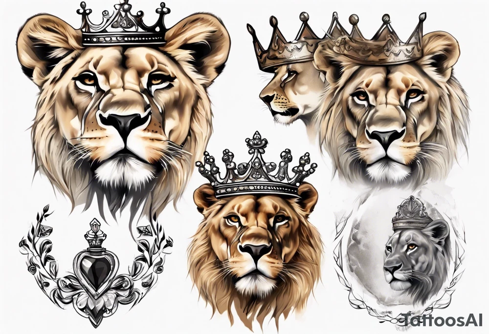 lioness with a crown tattoo idea