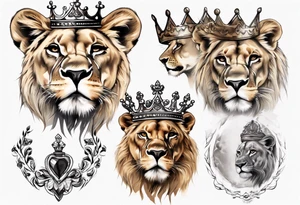 lioness with a crown tattoo idea