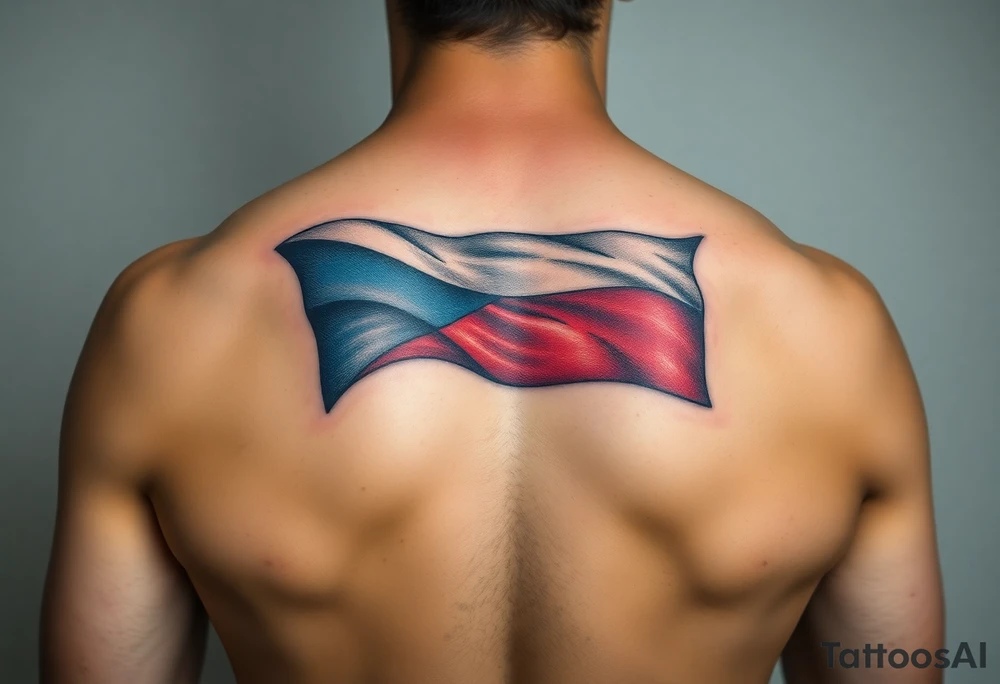 A waving Czech flag with realistic fabric texture tattoo idea