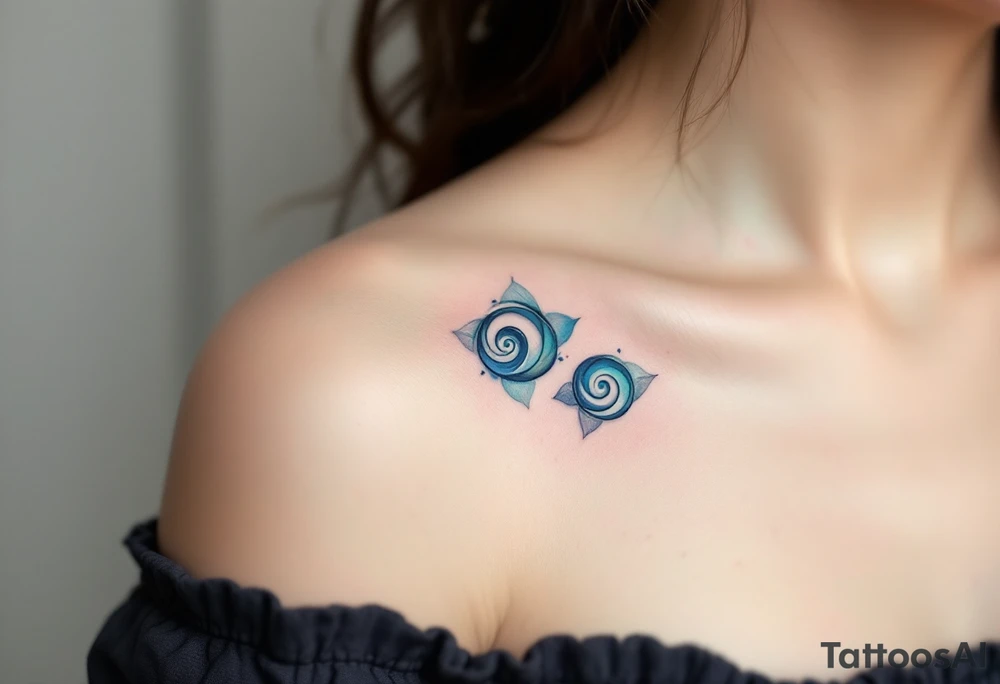 Delicate soft grays, blues, and whites, creating three triskelion spirals. tattoo idea