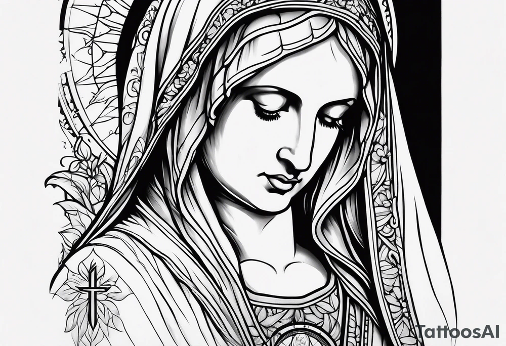 virgin mary praying tattoo idea