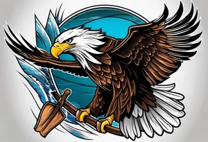 eagle flying with an oar tattoo idea