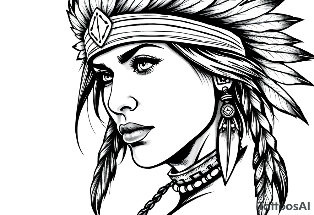 Female Native American tattoo idea
