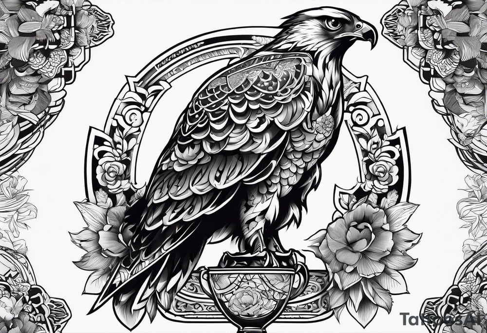 Hawk holding a trophy 2024 tattoo idea