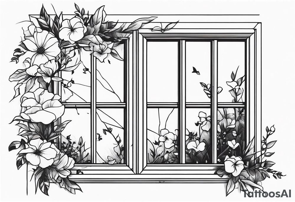 Broken window, flowers, beauty, soul tattoo idea
