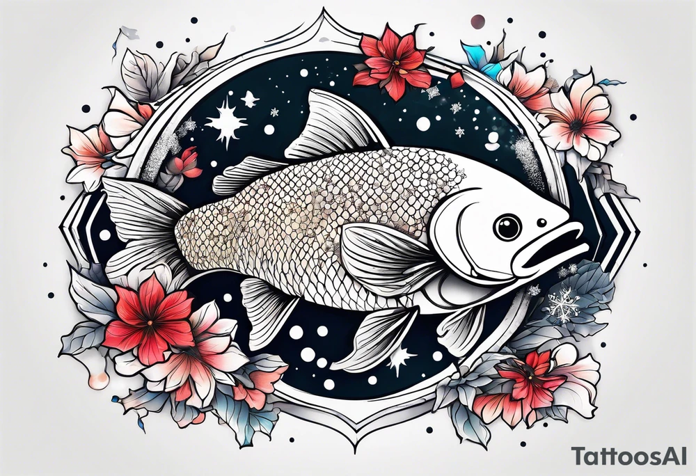 Constellation, animal fish carp kaoi, snowflake tattoo idea