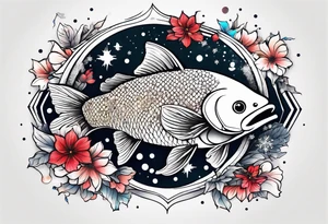 Constellation, animal fish carp kaoi, snowflake tattoo idea