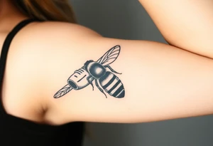 airplane flying next to a bee tattoo idea