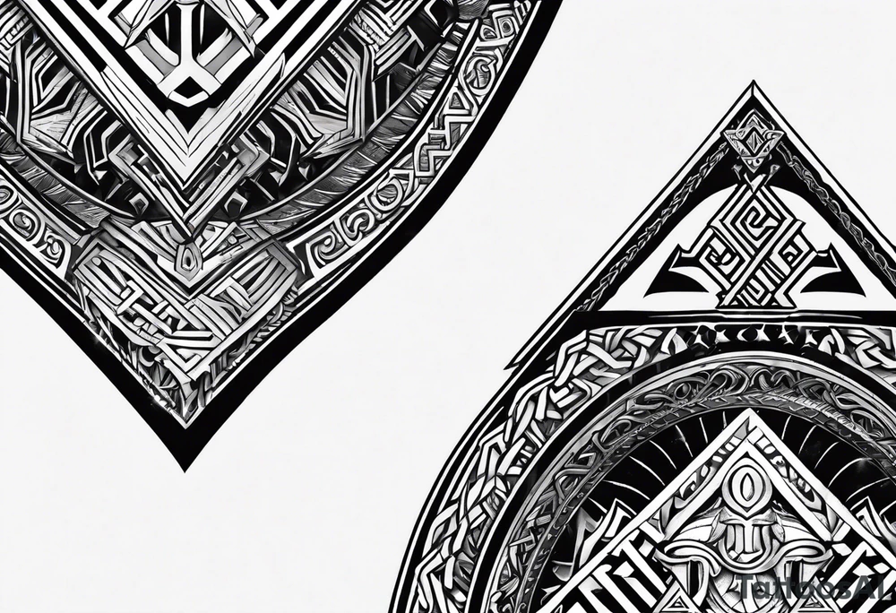 Valhalla  round 
shield axe sword valknut tattoo idea