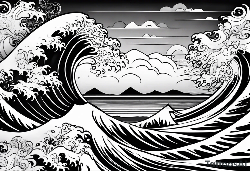 swirly tsunami tattoo idea