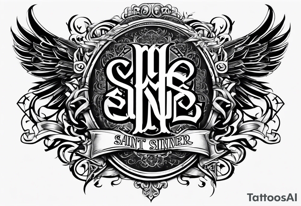 Saint reverse sinner ambigram tattoo design tattoo idea