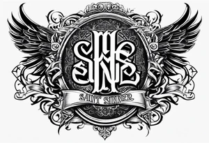 Saint reverse sinner ambigram tattoo design tattoo idea