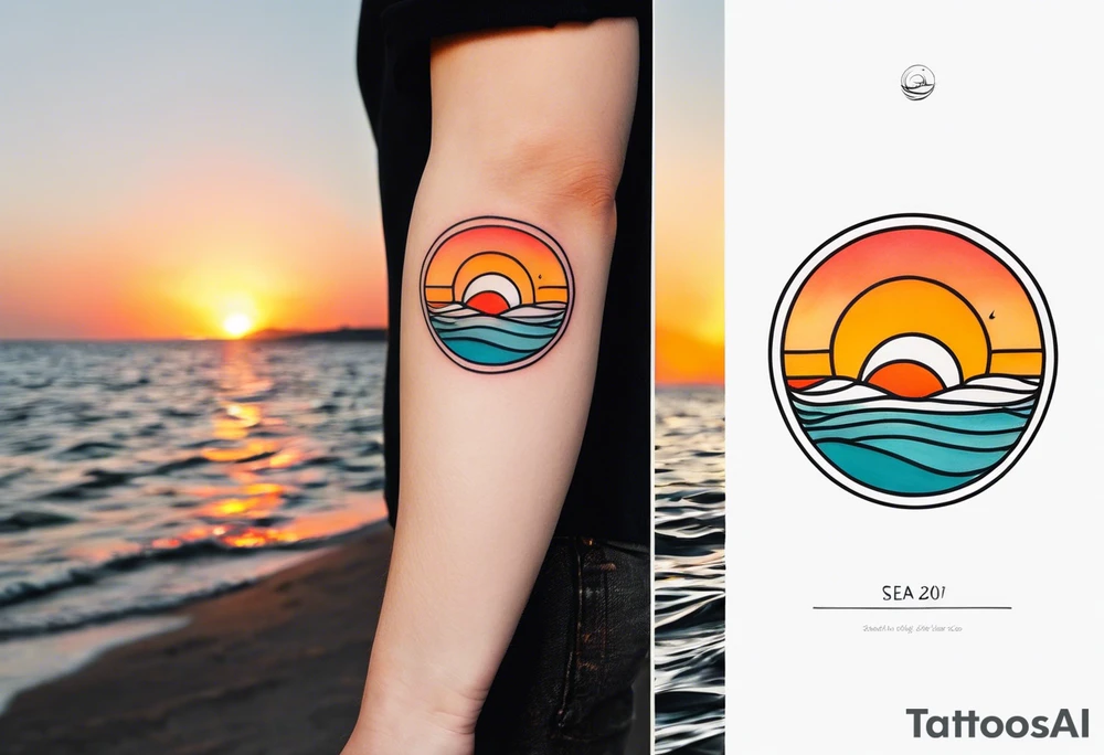Sea and sunset tattoo.
Minimal. tattoo idea