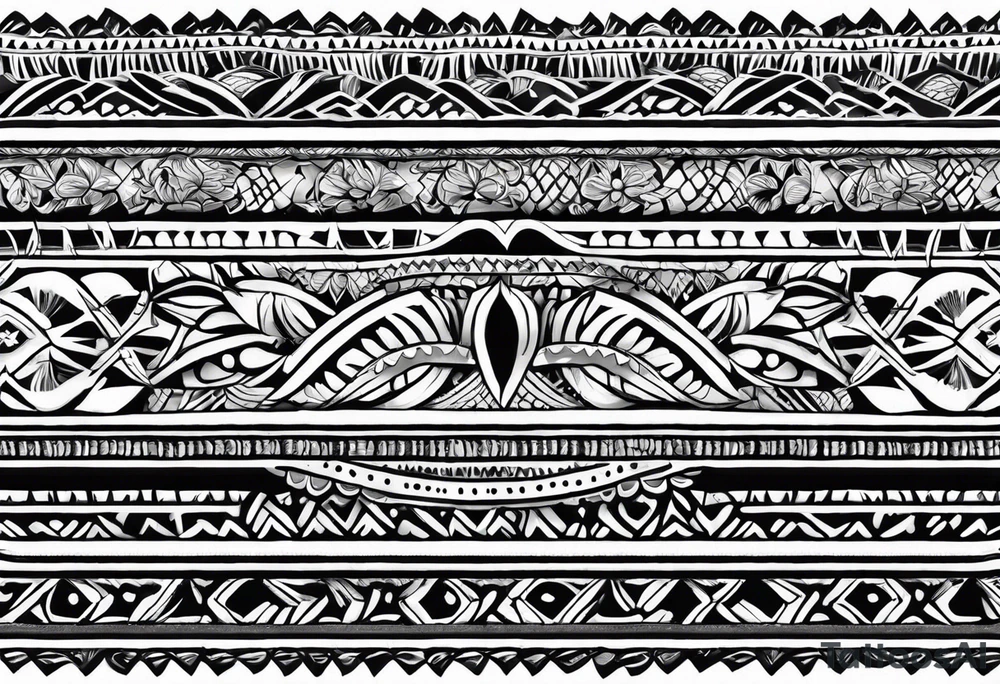 4" wide arm band in polynesian style with hawaii tattoo idea