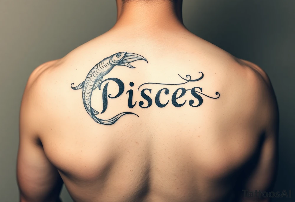 From the word “Pisces” around the word female characteristics of the zodiac tattoo idea