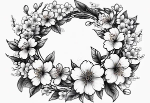 Wreath of cherry blossoms tattoo idea