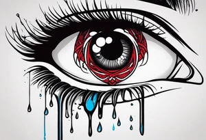 Bleeding tears flow from eye tattoo design nope eyebrow tattoo idea