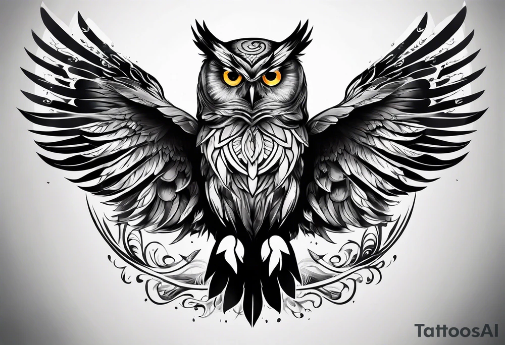 Stomach tattoo full OWL tattoo idea